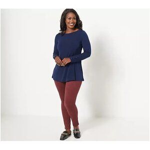 GRAVER Susan Graver Petite Faux Suede Leggings Womens S Rich Rum Poly Blend NEW